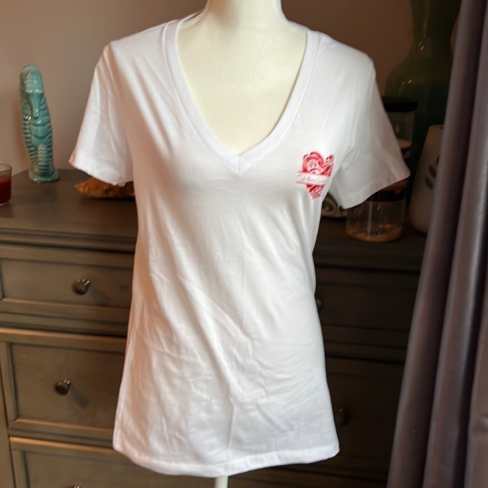 BELLA Canvas Urban Luxuriance V-Neck Tshirt White Size XL